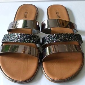 SILVER Glitter 3 Strap Sandals